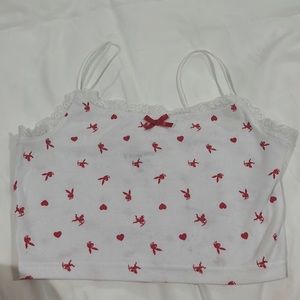 White Cropped Tank with Lace detail